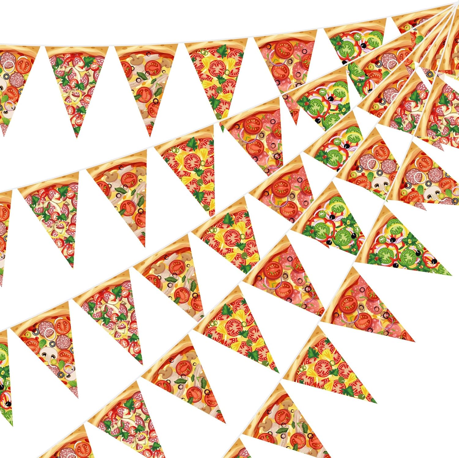 Party Games Night - Pizza Party Pennant Banner Pizza Birthday